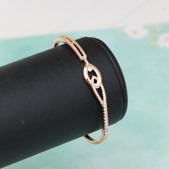 Elegant Rose Gold Bangle with Dainty Diamond Accents, XPBL0563 - Picture 5 of 12